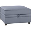 Bowery Hill Velvet Storage Ottoman with Lift-Lid and Round Legs in Gray