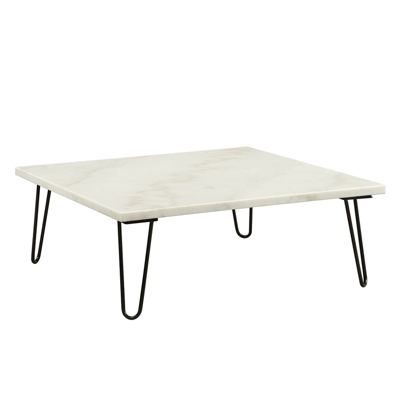Bowery Hill 40-Inch Square Marble Top Coffee Table in White and Black