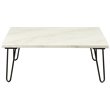 Bowery Hill 40-Inch Square Marble Top Coffee Table in White and Black