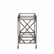 Bowery Hill Rectangular Metal Mirror Top Serving Cart in Antique Brass