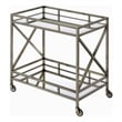 Bowery Hill Rectangular Metal Mirror Top Serving Cart in Antique Brass