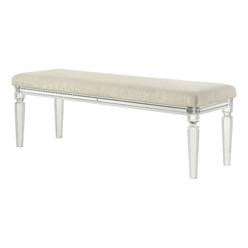 Bowery Hill 5-Drawer Chest with Mirrored Trim in Pearl White