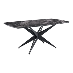 Bowery Hill Rectangular Dining Table with Tempered Glass Top in Black