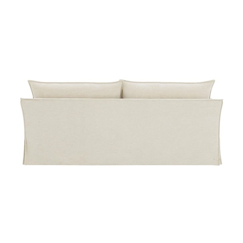 Bowery Hill Upholstered Sofa with 2 Pillows in Beige Linen Fabric