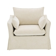 Bowery Hill Upholstered Chair with 2 Pillows in Beige Linen Fabric