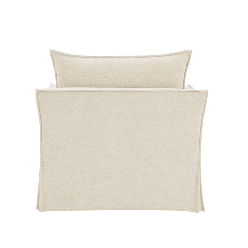 Bowery Hill Upholstered Chair with 2 Pillows in Beige Linen Fabric