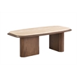 Bowery Hill Oval Coffee Table with Genuine Travertine Top in Walnut