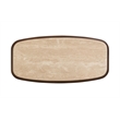 Bowery Hill Oval Coffee Table with Genuine Travertine Top in Walnut