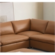 Bowery Hill Modular Wedge Sectional Piece in Brown Top Grain Leather