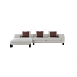 Bowery Hill Sectional Sofa with 3 Pillows in Maroon and Beige Tweed