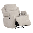 Bowery Hill Motion Glider Recliner with Storage Arms in Light Gray Chenille