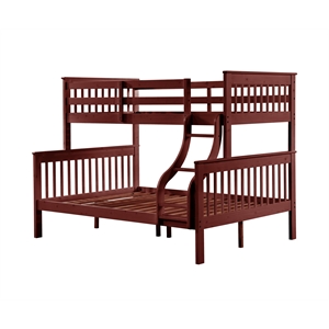 Bowery Hill Twin Over Full Wooden Bunk Bed with Ladder in Cherry