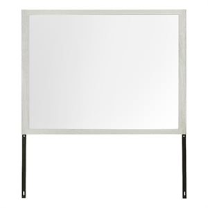 Bowery Hill Rectangular Wall Mirror with Upholstered Beige Linen Frame