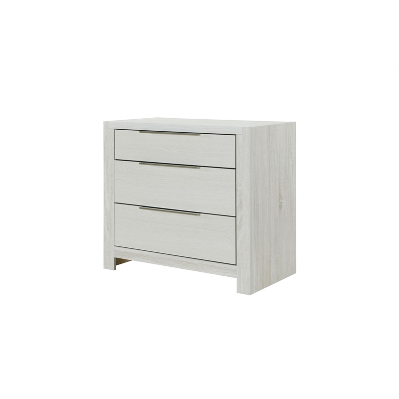 Bowery Hill Upholstered Nightstand with Drawer in Beige Linen