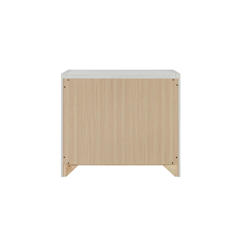 Bowery Hill Upholstered Nightstand with Drawer in Beige Linen