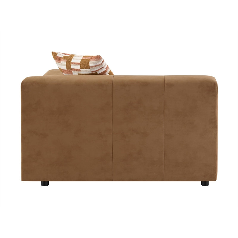 Bowery Hill Modular Left-Facing Arm Chair with Pillow in Chocolate Suede