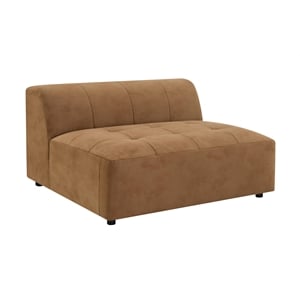 Bowery Hill Modular Armless Chair with Tufted Cushion in Chocolate Suede