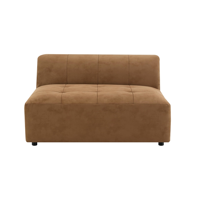 Bowery Hill Modular Armless Chair with Tufted Cushion in Chocolate Suede