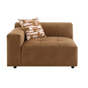 Bowery Hill Modular Right-Facing Arm Chair with Pillow in Chocolate Suede