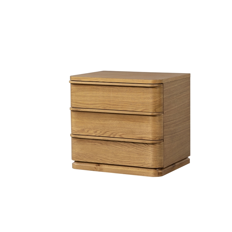 Bowery Hill 3-Drawer Wooden Nightstand with Floating Base in Oak