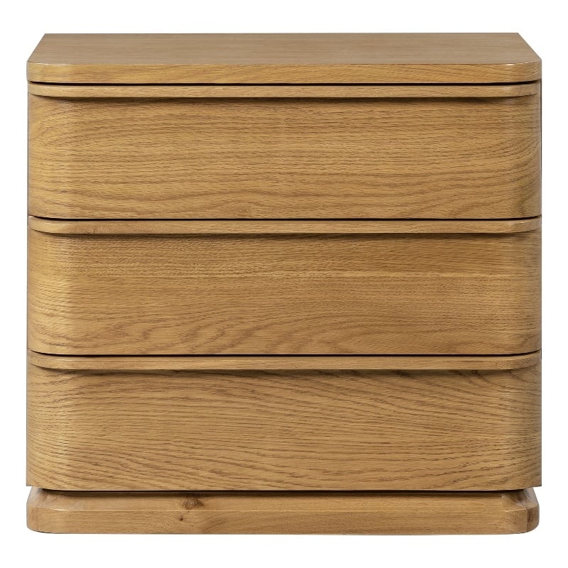 Bowery Hill 3-Drawer Wooden Nightstand with Floating Base in Oak