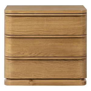 Bowery Hill 3-Drawer Wooden Nightstand with Floating Base in Oak