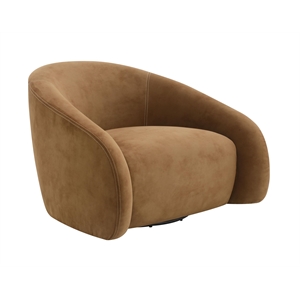 Bowery Hill 360-Degree Swivel Accent Chair in Chocolate Suede