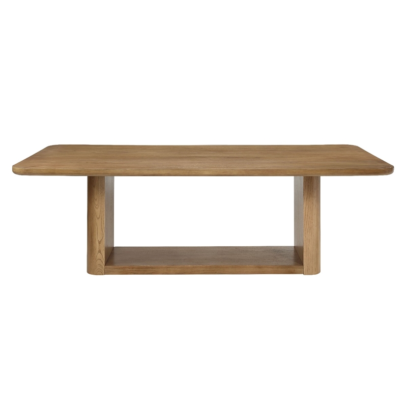Bowery Hill Rectangular Wooden Dining Table with Panel Base in Oak