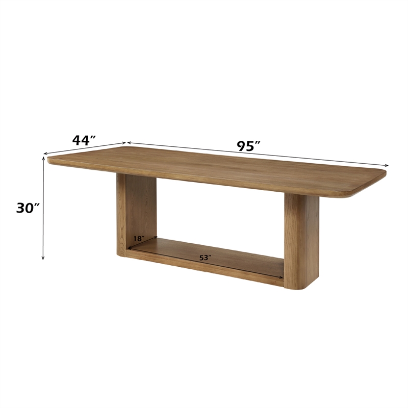 Bowery Hill Rectangular Wooden Dining Table with Panel Base in Oak