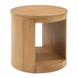 Bowery Hill Round Modern Wooden End Table with Hollow Base in Oak