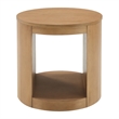 Bowery Hill Round Modern Wooden End Table with Hollow Base in Oak