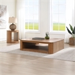 Bowery Hill Round Modern Wooden End Table with Hollow Base in Oak