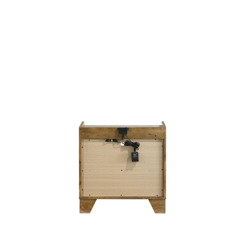 Bowery Hill Nightstand with LED Lighting in Light Aspen Brown