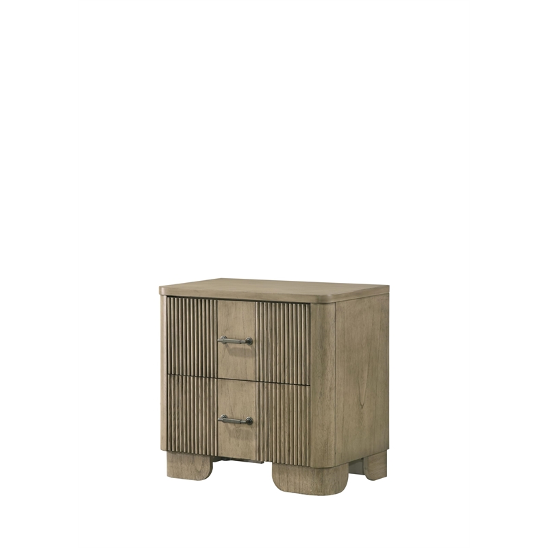 Bowery Hill 2-Drawer Nightstand with Fluted Fronts in Antique Oak