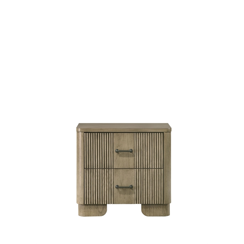 Bowery Hill 2-Drawer Nightstand with Fluted Fronts in Antique Oak