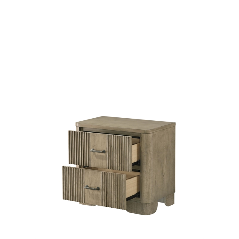 Bowery Hill 2-Drawer Nightstand with Fluted Fronts in Antique Oak