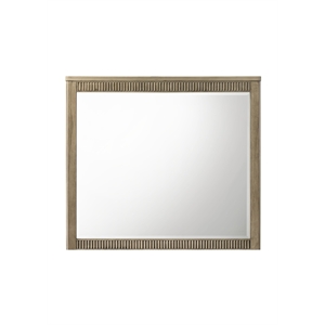 Bowery Hill Rectangular Wall Mirror with Grooved Frame in Antique Oak