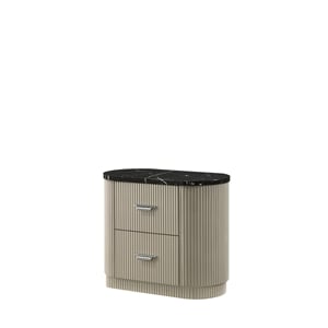 Bowery Hill Nightstand with Marble-Look Top in Gray and Beige