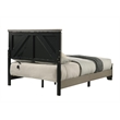 Bowery Hill Queen Bed with Geometric LED Headboard in Weathered Gray