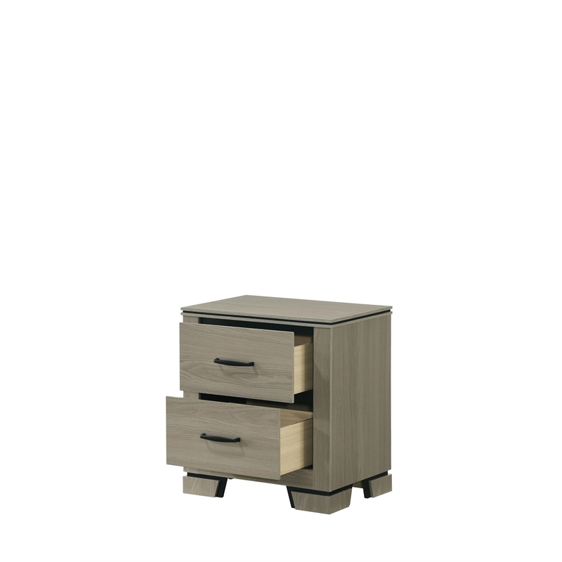 Bowery Hill 2-Drawer Nightstand with Elevated Base in Weathered Gray