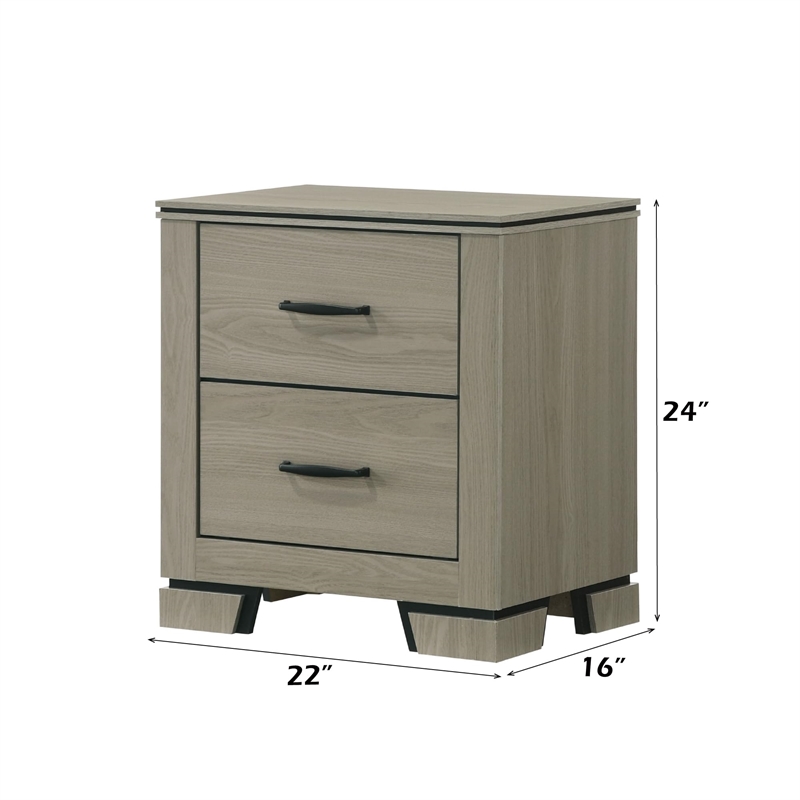 Bowery Hill 2-Drawer Nightstand with Elevated Base in Weathered Gray
