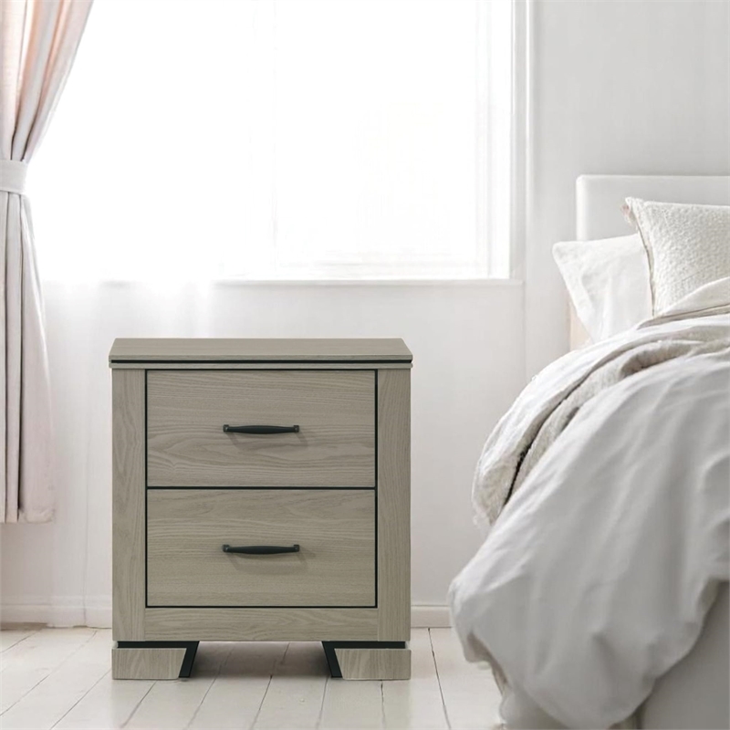 Bowery Hill 2-Drawer Nightstand with Elevated Base in Weathered Gray