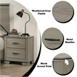 Bowery Hill 2-Drawer Nightstand with Elevated Base in Weathered Gray