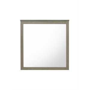 Bowery Hill Rectangular Wall Mirror with Beveled Edges in Weathered Gray