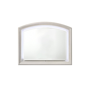 Bowery Hill Arched Wall Mirror with LED Lighting in Antique White