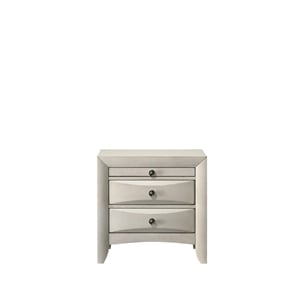 Bowery Hill 3-Drawer Nightstand with Wave-Front Drawers in Antique White