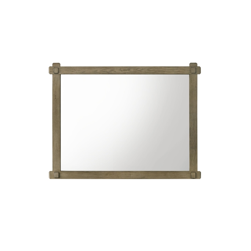 Bowery Hill Rectangular Wall Mirror with Wood Grain in Antique White Oak