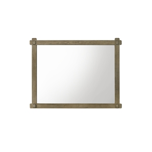 Bowery Hill Rectangular Wall Mirror with Wood Grain in Antique White Oak