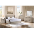 Bowery Hill Eastern King Wingback Bed with Fluted Design in Light Oak