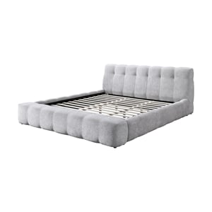 Bowery Hill Modern Tufted Upholstered Queen Bed in Gray Chenille